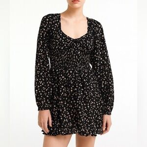 Cleobella Floral Milkmaid Mini Dress Long Sleeves Smocked Waist Size XS